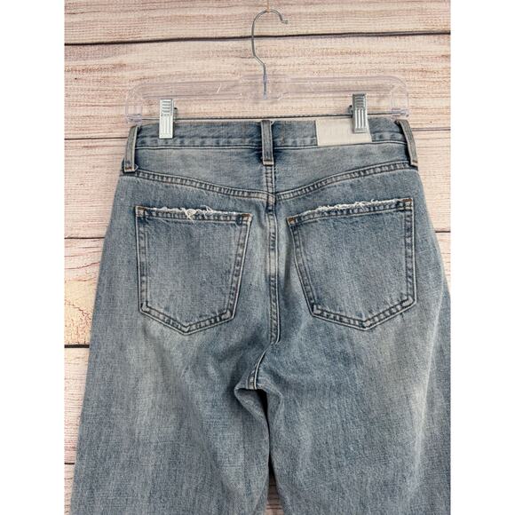 Pistola Charlie High Rise Straight Distressed Jeans Women's 25 Blue Light Wash - Picture 4 of 14